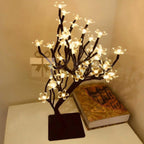 48 LED Cherry Blossom Tree Lamp – Warm White Bonsai Night Light, USB/Battery Powered Decorative Table Lamp for Bedroom, Living Room & Home Decoration