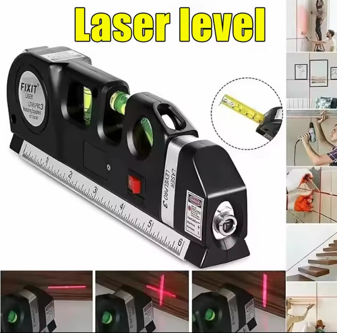 4-in-1 Multipurpose Laser Level Line Tool with Adjustable Tripod – Cross Line Laser, 8-Feet Measuring Tape & Ruler | Professional Precision Tool