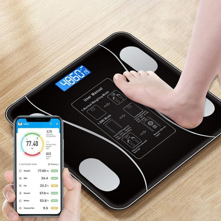 Smart Bluetooth Body Weight Scale 180KG – Digital Bathroom Scale with Body Fat & BMI Tracking via App
