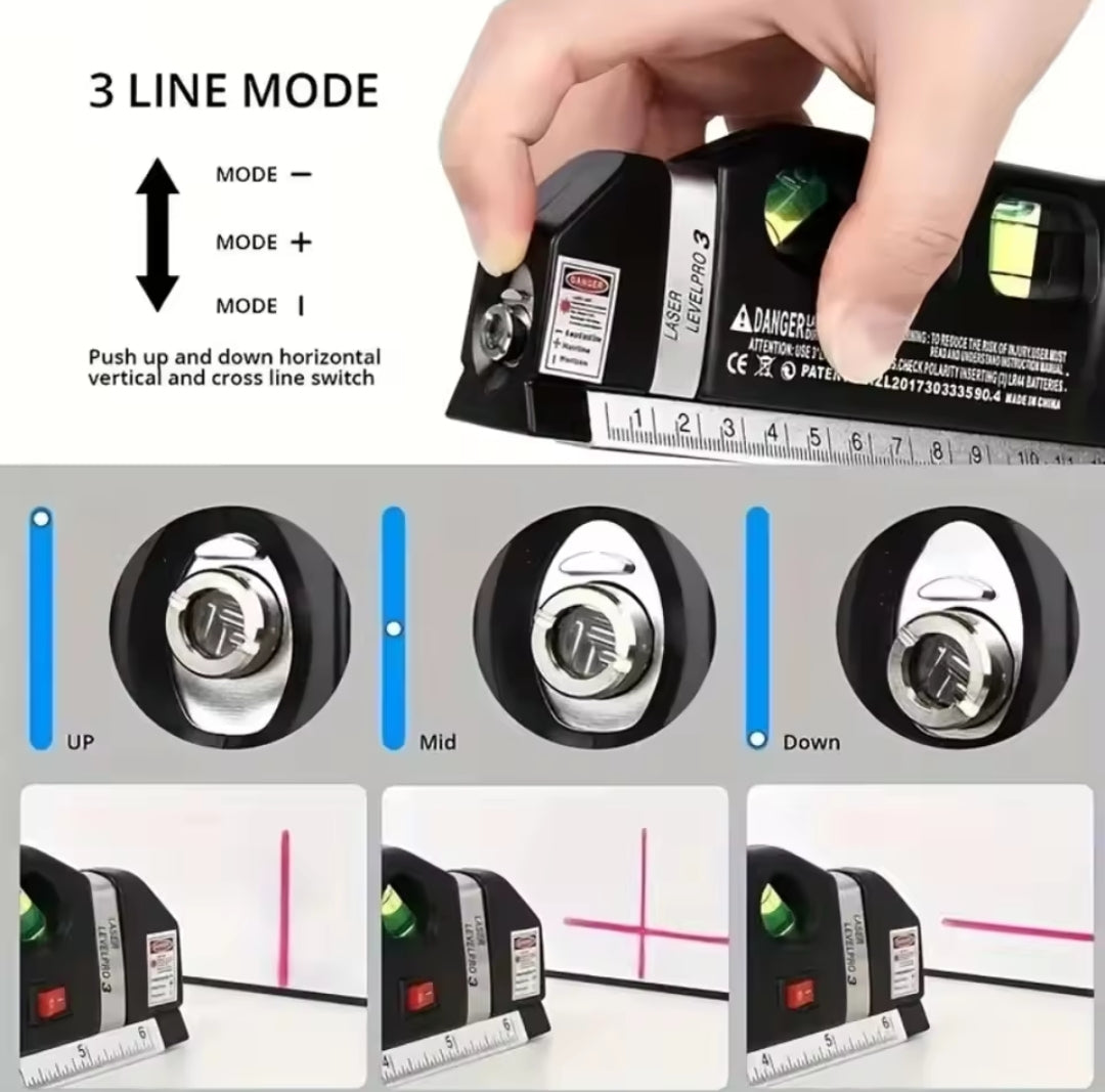 4-in-1 Multipurpose Laser Level Line Tool with Adjustable Tripod – Cross Line Laser, 8-Feet Measuring Tape & Ruler | Professional Precision Tool