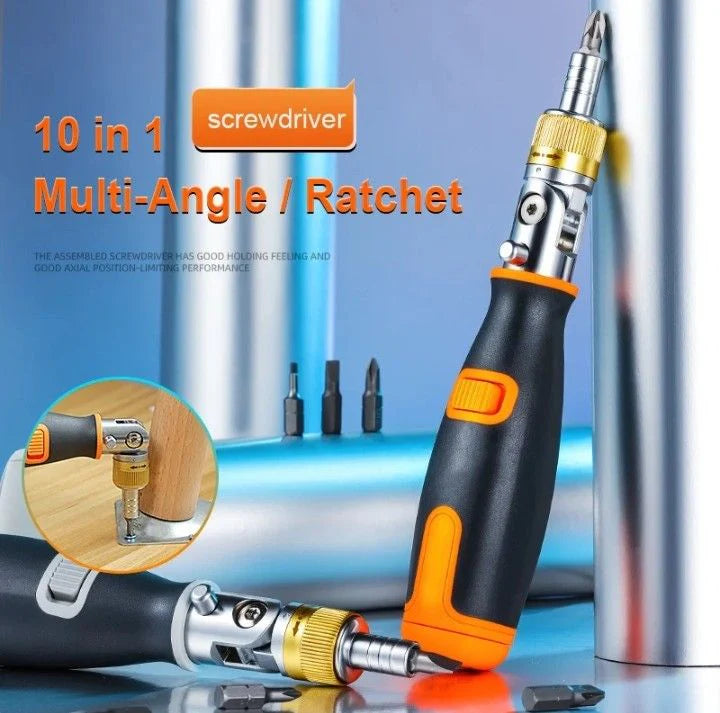 10-in-1 Ratchet Screwdriver Set | Multi-Angle Magnetic Screwdriver Repair Tool | Portable DIY Hand Tool Kit for Home, Office & Electronic Repairs