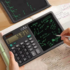 2-in-1 Calculator with Writing Pad | 12-Digit Electronic Calculator & 6-Inch LCD Writing Tablet | Solar + Battery
