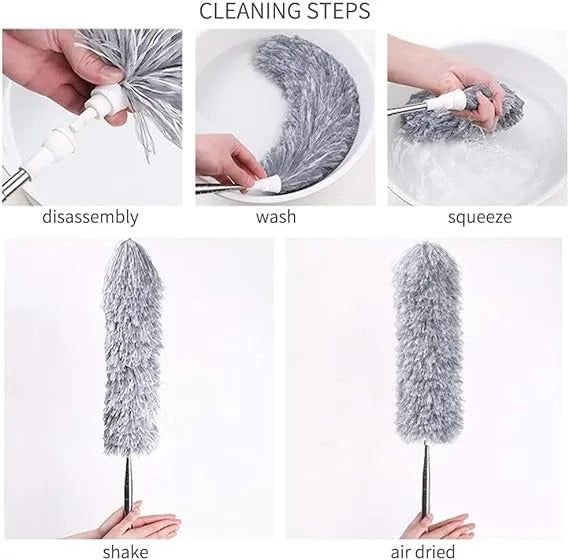 Cleaning Feather Duster 8ft Long -  Fan Cleaning Brush with Long Rod