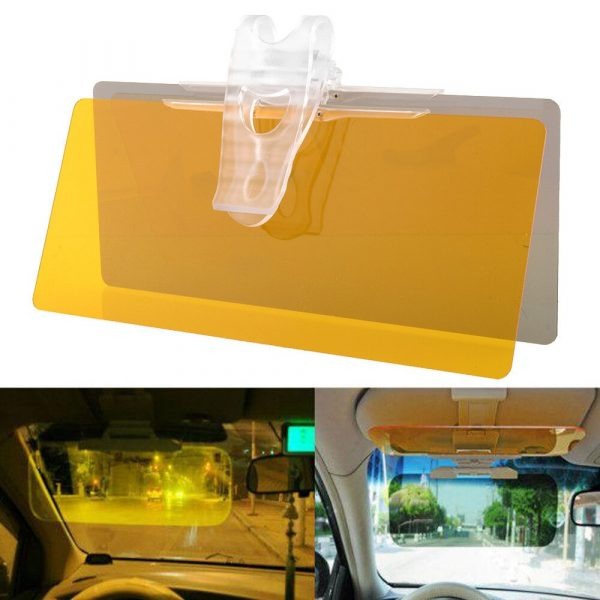 Car Sun Visor - 2 IN 1 HD Anti Sunlight Dazzling Goggle Day & Night Vision Driving Mirror UV Fold Flip Down Clear View Plastic Glass