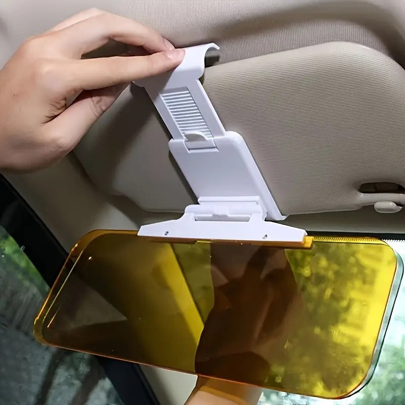 Car Sun Visor - 2 IN 1 HD Anti Sunlight Dazzling Goggle Day & Night Vision Driving Mirror UV Fold Flip Down Clear View Plastic Glass