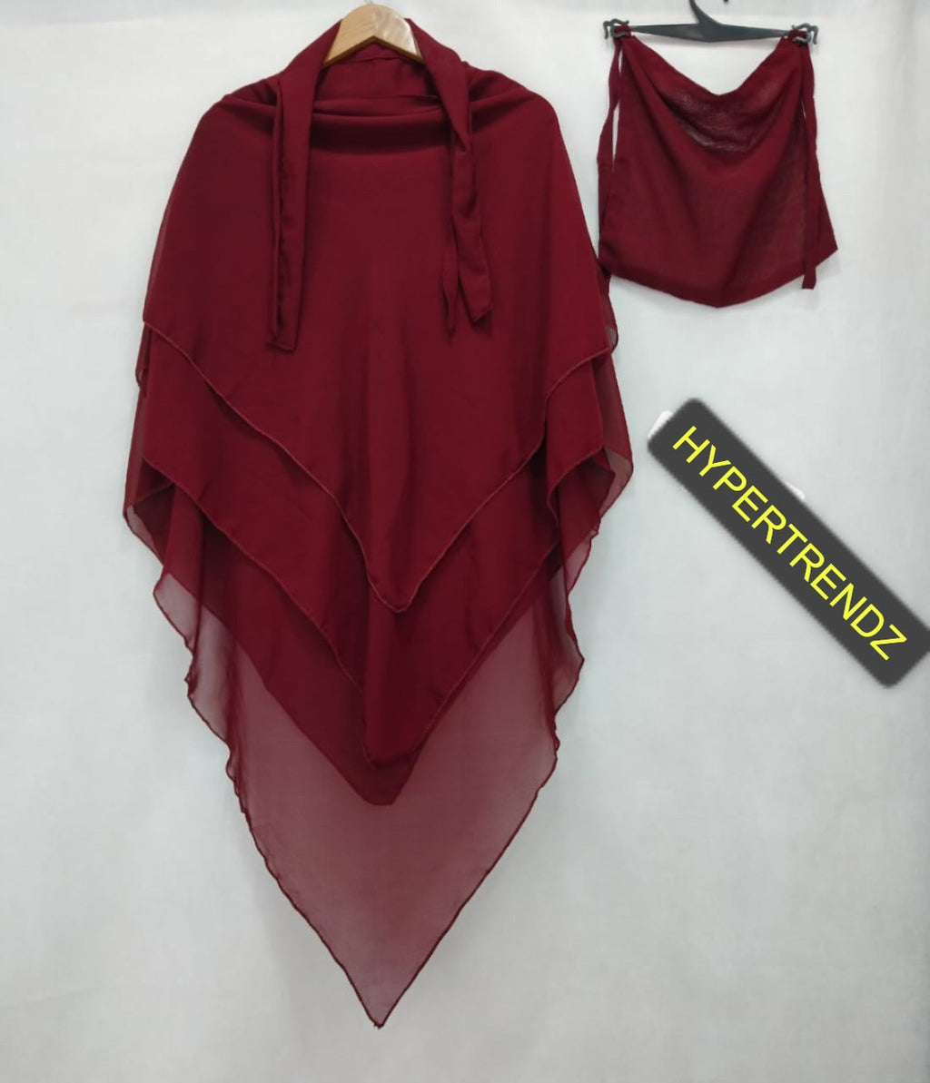 3 Layer Hijab Set – 2 Piece Khimar with Niqab | Modest Islamic Wear for Women