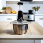 Multifunctional Stainless Steel Manual Food Chopper – 2L Bowl, 4 Sharp Blades for Vegetables, Meat & Herbs