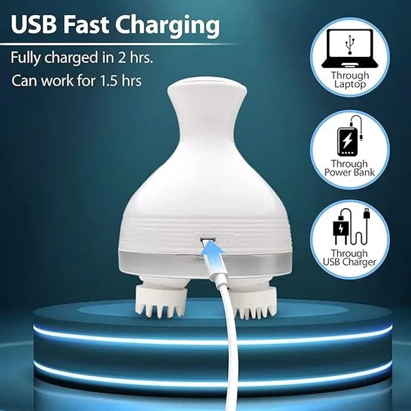 Rechargeable 2-Way Rotating Head & Scalp Massager – Relaxing Electric Massager for Stress Relief & Hair Stimulation