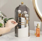 360° Rotating Cage-Shape Makeup Brush Holder – Luxury Dust-Proof Brush Organizer, Lipstick & Eyebrow Pencil Storage