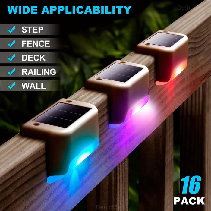 Wireless Solar Deck Lights Outdoor – Waterproof LED Fence, Stair & Wall Lights (Automatic Night Sensor)