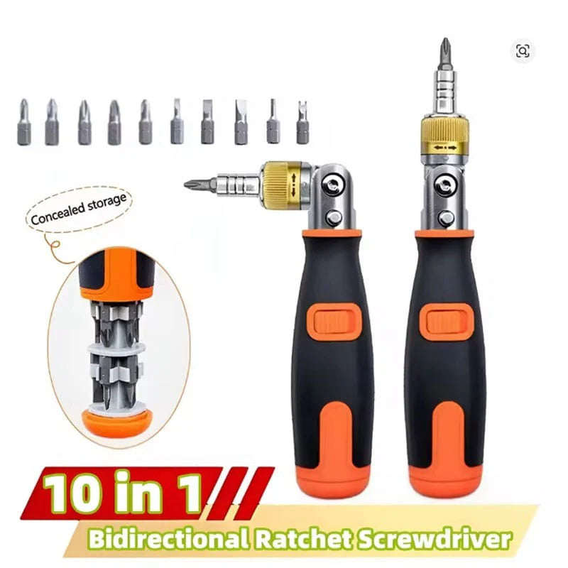 10-in-1 Ratchet Screwdriver Set | Multi-Angle Magnetic Screwdriver Repair Tool | Portable DIY Hand Tool Kit for Home, Office & Electronic Repairs