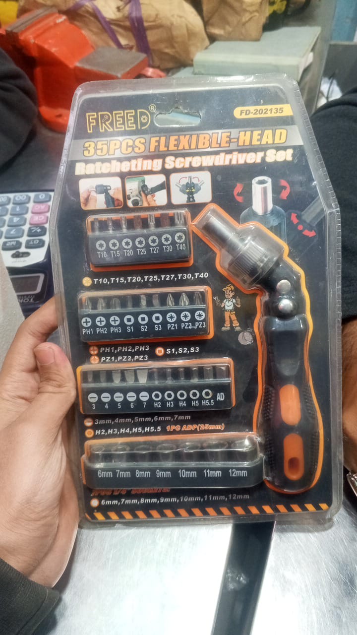 35PCS Flex-Head Ratcheting Screwdriver & Socket Set | Adjustable Angle Wrench Tool Kit for Tight Spaces | Multi-Bit T10-T40, PH, PZ, Hex